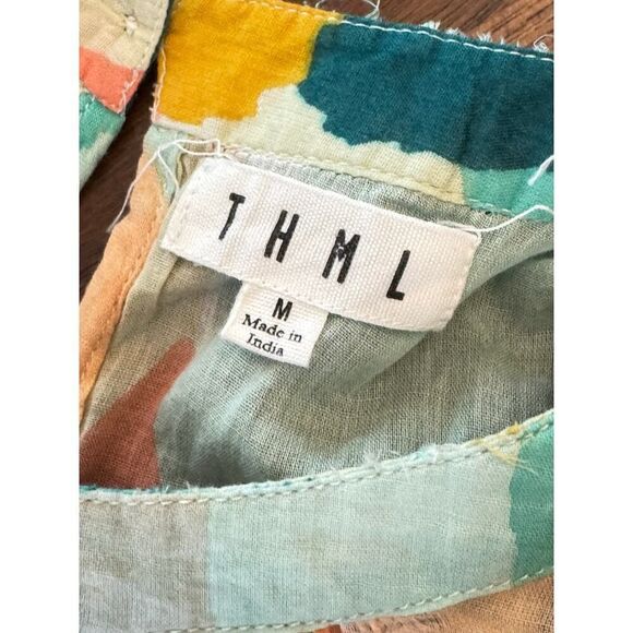 THML Multicolor Abstract Flutter Sleeve 100% Cotton Blouse - Size Medium EUC - Picture 5 of 8